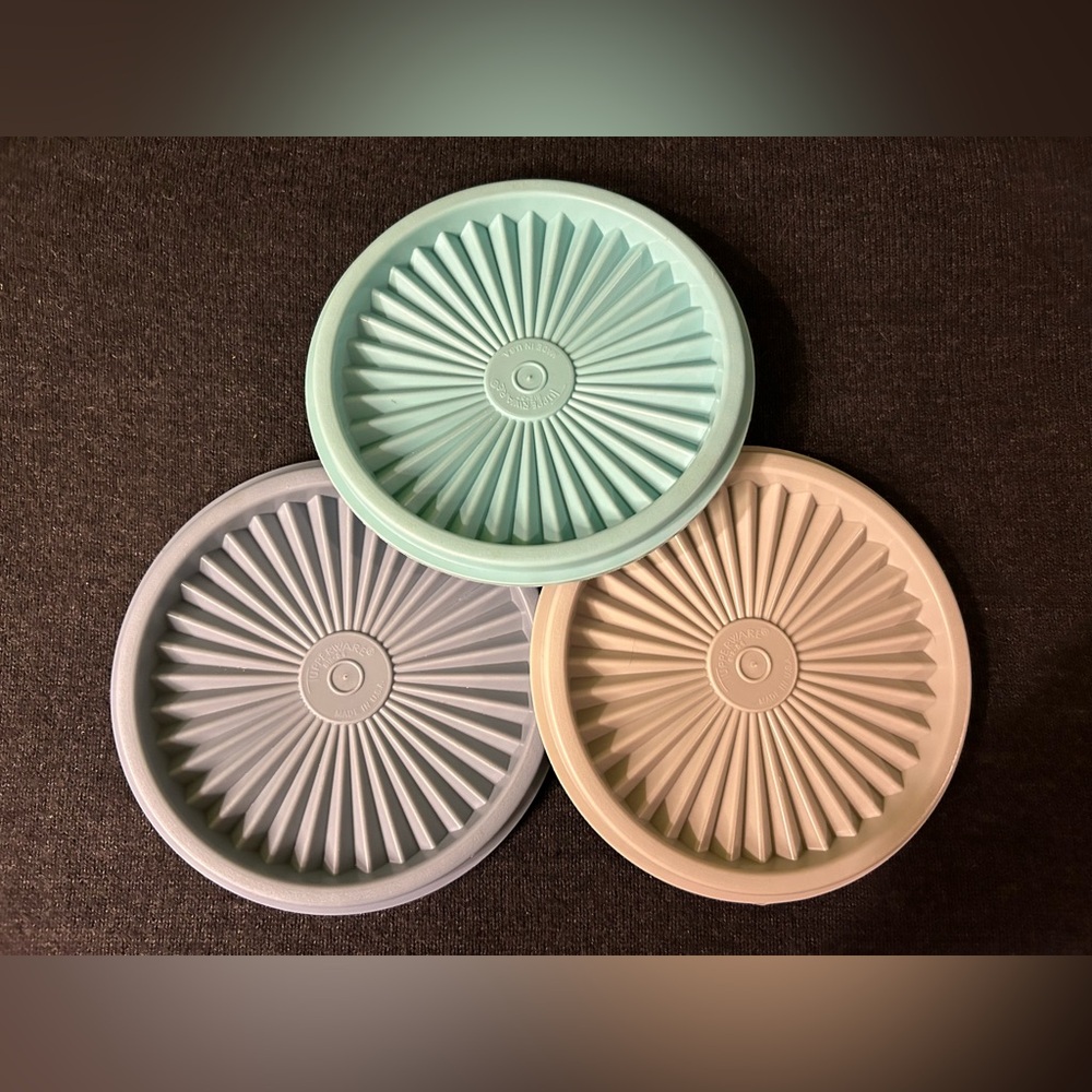 Lot of 3 Vintage Tupperware 5" Replacement Lids #812 Starburst Pattern